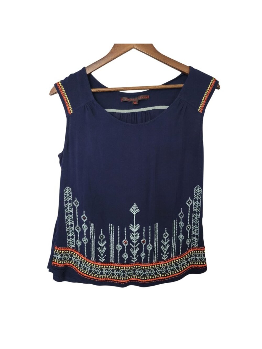 Common Thread Navy Embroidered Top Womens Size M Navy Sleeveless Boho